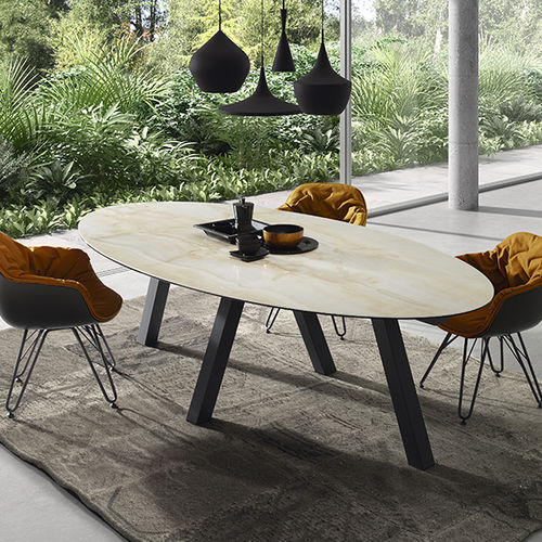 Tavolo contemporaneo - DUERO - DRESSY - in ceramica / con supporto in legno / rettangolare