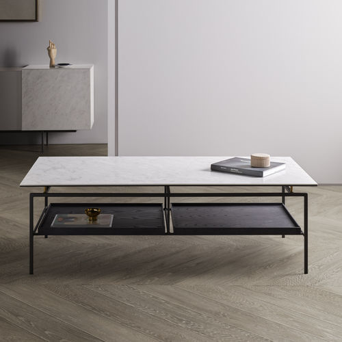 Tavolino basso contemporaneo - SIMONE - DRESSY - in legno / in ceramica / con supporto in metallo