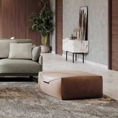 Pouf contemporaneo - LUGGA - DRESSY - in pelle / quadrato / per uso contract