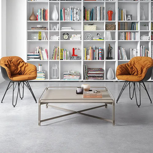 Tavolino basso contemporaneo - JOIN  - DRESSY - in ceramica / con supporto in metallo / rettangolare