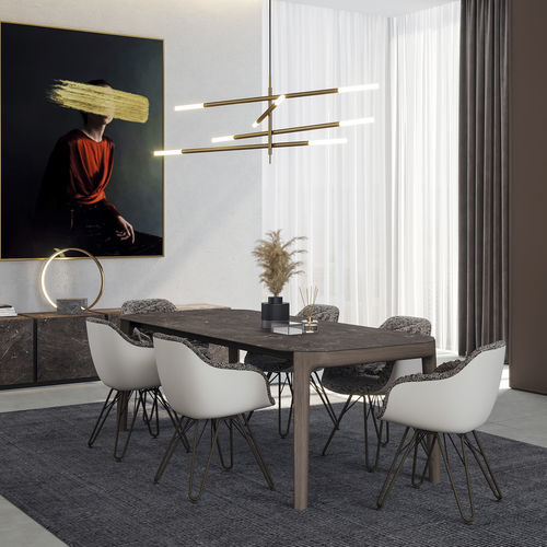 Tavolo contemporaneo - BERTIZ - DRESSY - in ceramica / con supporto in legno / rettangolare