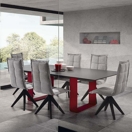 Tavolo contemporaneo - DOO - DRESSY - in vetro / in ceramica / con supporto in alluminio