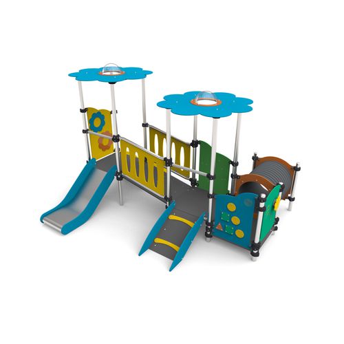 Struttura ludica per parco giochi - MFI-02 - Free Kids s.c. - in acciaio / in HDPE / con copertura