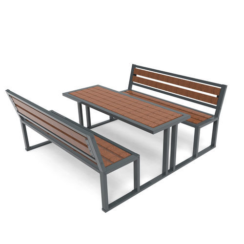 Tavolo da picnic contemporaneo - 0014001  - Free Kids s.c. - in legno / con supporto in acciaio galvanizzato / rettangolare