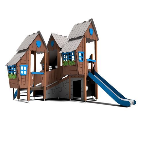 Casetta da gioco per parco giochi - SLAVIA VILLAGE  - Free Kids s.c. - a pavimento / in legno / con scivolo