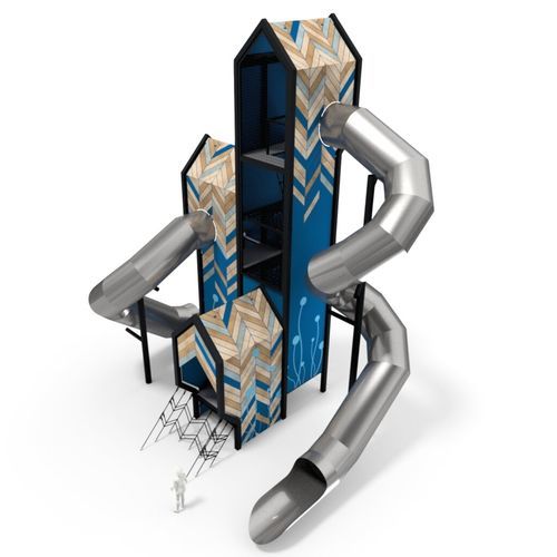 Torre da gioco per parco giochi - MAX 1  - Free Kids s.c. - con scivolo / con rete per arrampicata / in metallo