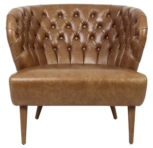Poltrona chesterfield - FADO - Paulo Antunes - in pelle / in tessuto / marrone