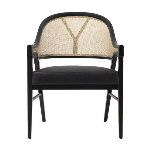 Sedia contemporanea - GRACE - Paulo Antunes - da interno / in pelle / con supporto in rattan