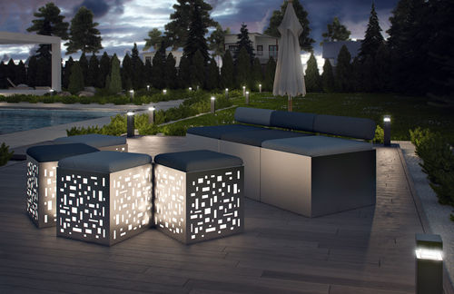 Sgabello contemporaneo - outdoor living - ZEDEXPERIENCE - in acciaio / luminoso / da giardino