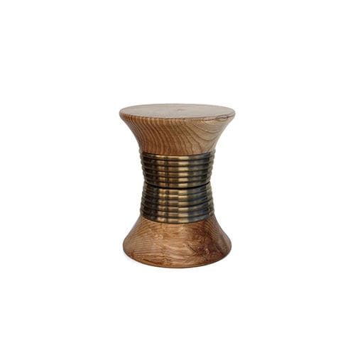 Sgabello contemporaneo - PADAUNG - Maison Valentina - in legno / con supporto in ottone spazzolato / con supporto in legno