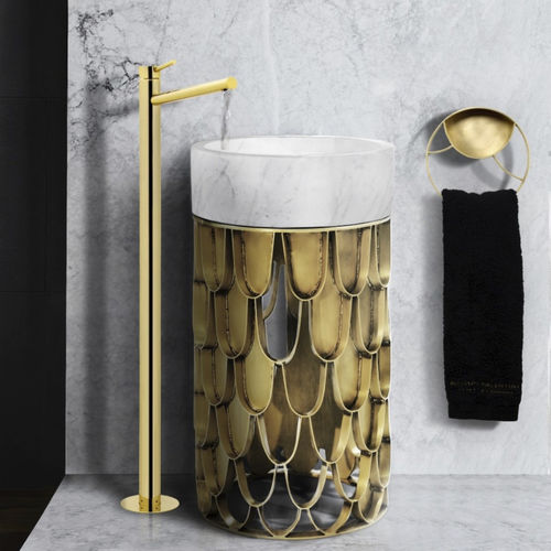 Lavabo autoportante - KOI - Maison Valentina - in marmo / in ottone / rotondo