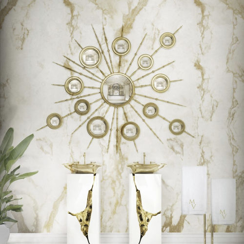 Specchio a muro - APOLLO  - Maison Valentina - contract / design originale / in legno dorato a foglia oro