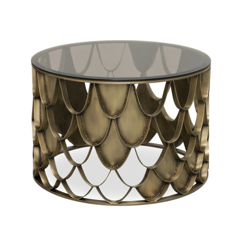 Tavolo d'appoggio design originale - KOI CENTER - Maison Valentina - in vetro / in ottone spazzolato / con supporto in ottone