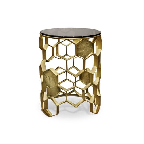 Tavolo d'appoggio design originale - MANUKA - Maison Valentina - in ottone / con supporto in ottone / ovale