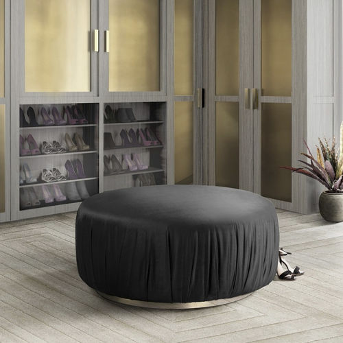 Pouf contemporaneo - ELLA - Maison Valentina - in velluto / in ottone spazzolato / tondo