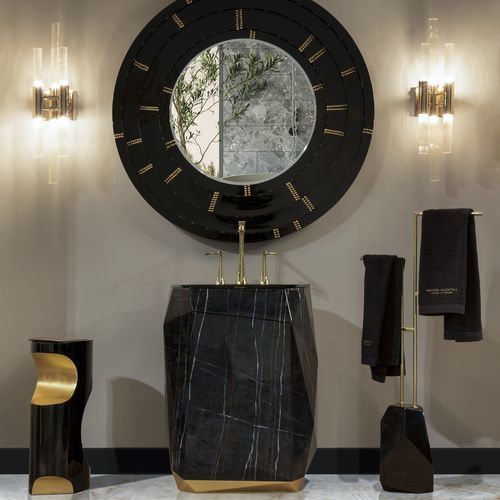 Lavabo autoportante - DIAMOND FAUX MARBLE  - Maison Valentina - in fibra di vetro / rettangolare / 3 fori