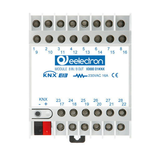 Modulo di interfaccia a ingressi binari - IO88E01KNX - Eelectron - con uscite binarie / su guida DIN / KNX