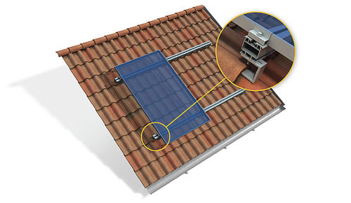 Sistema di montaggio per tetto inclinato - WITH BRACKETS, FOR TILES AND ROMAN TILES - Thesan - per tetto di tegole / integrato / con pali di fondazioni a vite