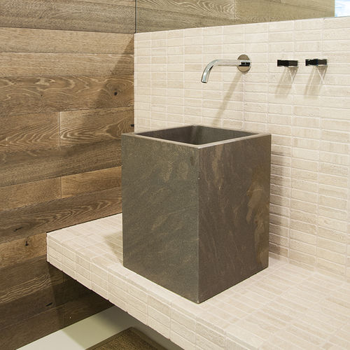 Lavabo da appoggio - LAVATOIO - millimetri4 s.r.l. - in pietra piasentina / quadrato / contemporaneo