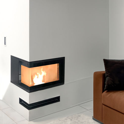 Camino a pellet - CORNER 3V - BESTOVE - da appoggio / ad angolo / a 2 facciate