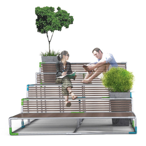 Panca per spazi pubblici contemporanea - KAGP106 - Kreal - in legno / in alluminio / con schienale
