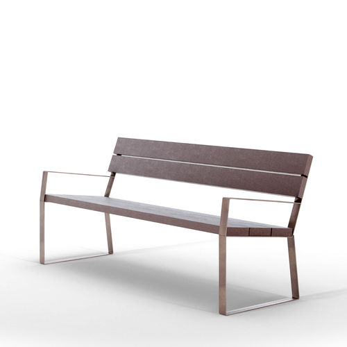 Panca per spazi pubblici contemporanea - EASY EVO RECY - THE ITALIAN LAB SRL - in lamiera d'acciaio / in plastica riciclata / con schienale