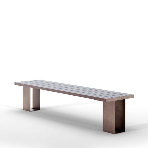 Panca per spazi pubblici contemporanea - LIBERTY RECY seat - THE ITALIAN LAB SRL - in lamiera d'acciaio / in plastica riciclata / senza schienale
