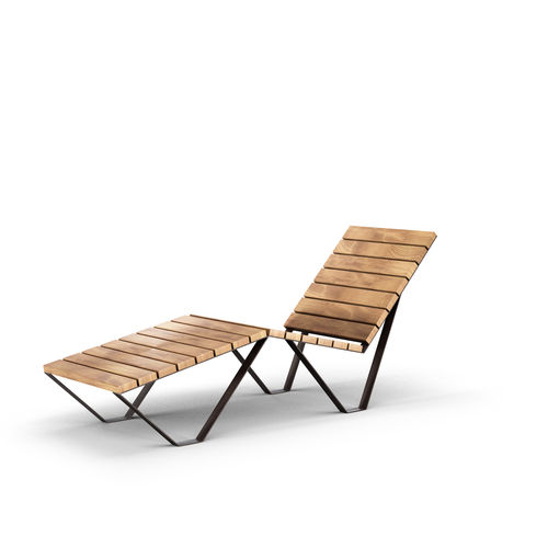Lettino prendisole contemporaneo - EASY EVO - THE ITALIAN LAB SRL - in legno esotico / in lamiera d'acciaio / urbano