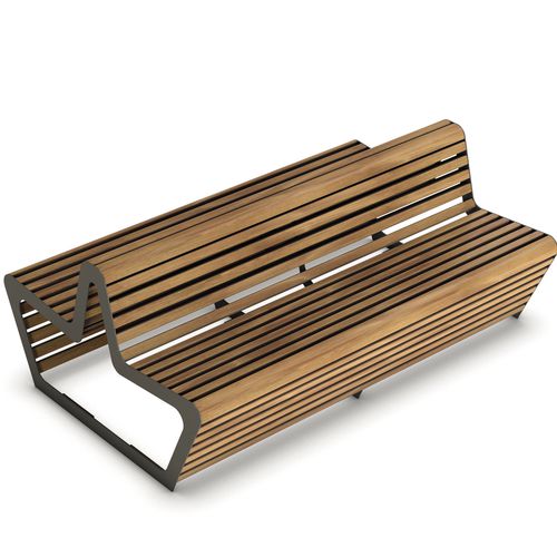 Panca per spazi pubblici contemporanea - WOODY TWINS - THE ITALIAN LAB SRL - in legno esotico / in acciaio / in acciaio inossidabile