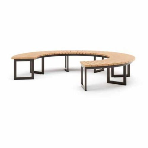 Panca per spazi pubblici in acciaio con rivestimento a polvere - CIRCLE - THE ITALIAN LAB SRL - in acciaio inossidabile / in legno esotico / in acciaio