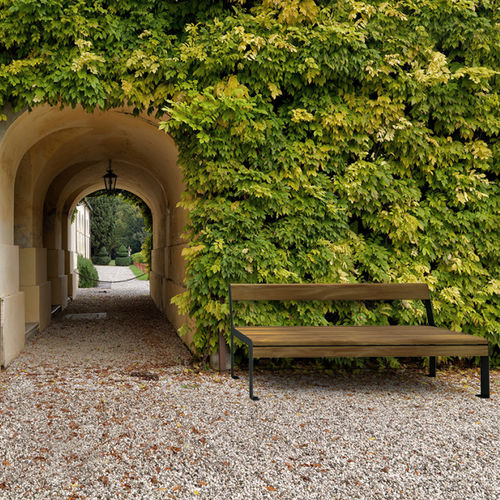 Panca per spazi pubblici contemporanea - RETRO' - THE ITALIAN LAB SRL - in legno esotico / in acciaio galvanizzato / con schienale