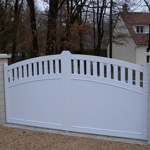 Cancello battente - Semi-jointifs - GYT - destro / in PVC / a lamelle
