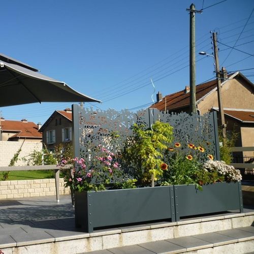 Fioriera in alluminio - Ambellya Chatelaîne - GYT - rettangolare / contemporanea / grigia
