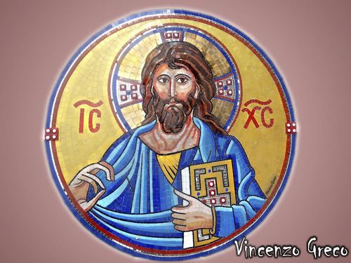Mosaico in vetro - JESUS PANTOCRATOR  - Vincenzo Greco - levigato / da interno / da esterno