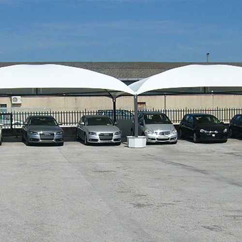 Gazebo in acciaio - MODULAR - Apostoli Daniele - in PVC / tetto in tela / con struttura in acciaio