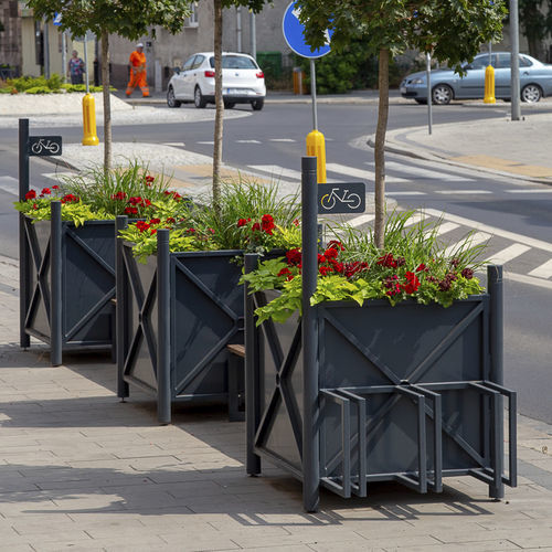 Rastrelliera per biciclette a pavimento - Urbana Rack XL - Terra Group - con fioriera integrata / per spazi pubblici / in acciaio