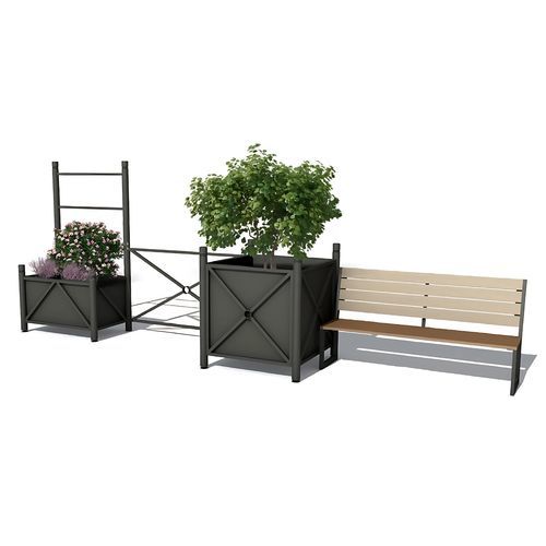Panca per spazi pubblici contemporanea - Urbana Set 1 Urban Furniture - Terra Group - in legno / in acciaio / con schienale