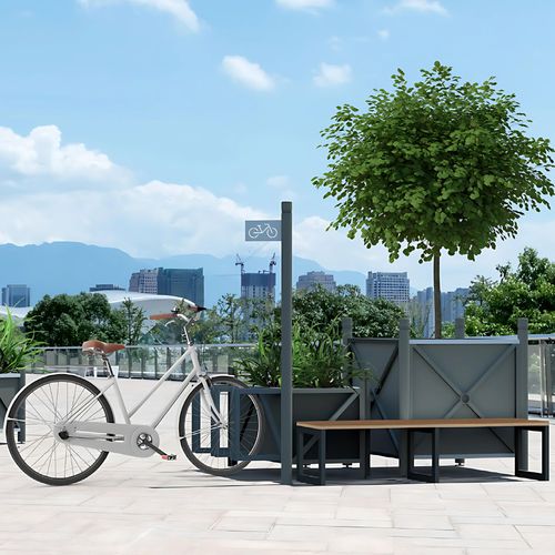 Rastrelliera per biciclette a pavimento - Urbana Set 3  - Terra Group - con fioriera integrata / per spazi pubblici / per zone urbane