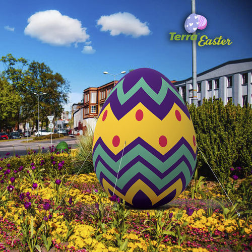 Scultura decorazione di Pasque - Printed inflatable Easter egg 2 - Terra Group - in poliestere / da esterno / a pavimento