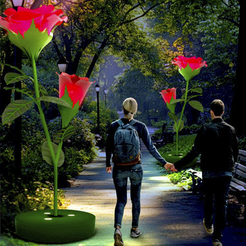 Installazione artistica decorativa - 3D Double Rose - Terra Group - luminosa / urbana / a pavimento