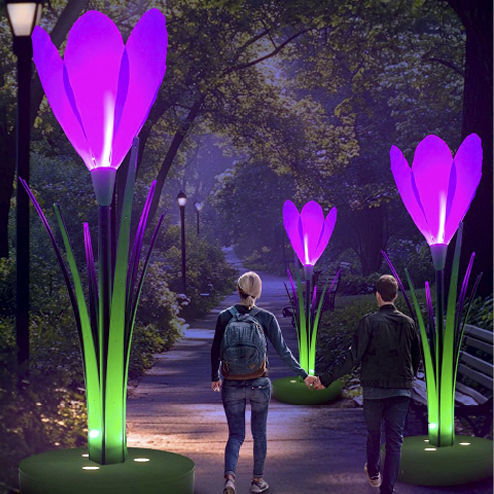 Scultura da esterno - 3D Crocus - Terra Group - da giardino / luminosa / a pavimento