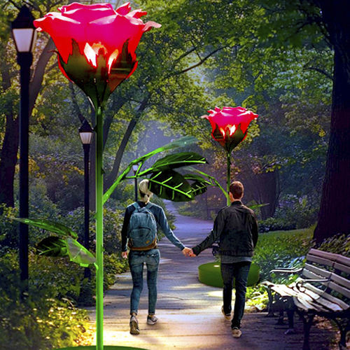 Scultura da esterno - 3D Single Rose - Terra Group - da giardino / luminosa / a pavimento