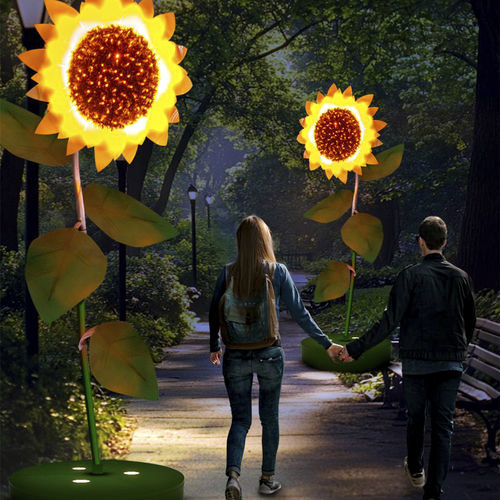 Installazione artistica decorativa - 3D Sunflower - Terra Group - luminosa / urbana / a pavimento