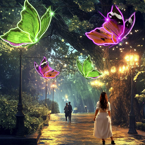 Scultura da esterno - BUTTERFLY 3D AVENUE - Terra Group - da giardino / luminosa a LED / sospesa