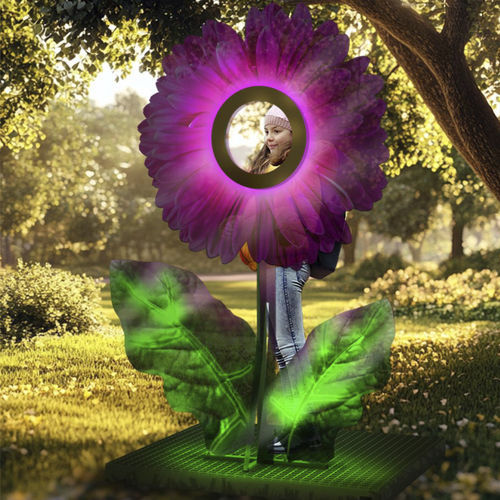 Scultura da esterno - 3D GERBERA - Terra Group - da giardino / luminosa a LED / da terra