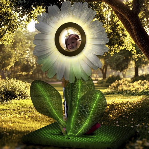 Scultura da giardino - 3D DAISY - Terra Group - luminosa a LED / da terra / per spazi pubblici