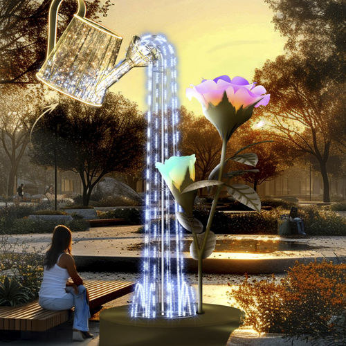 Scultura da esterno - WATERING 3D WITH A ROSE - Terra Group - da giardino / luminosa a LED / da appoggio