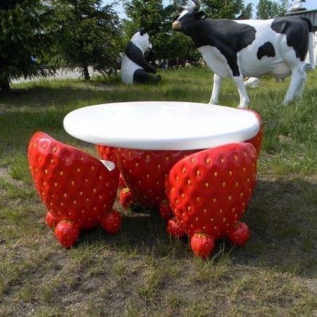 Set tavolo e sedia design originale - STRAWBERRY DINING - Terra Group - da esterno / in fibra di vetro / rotondo
