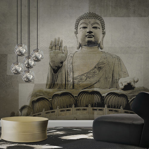 Carta da parati contemporanea - BUDDAH - N.O.W. Edizioni - panoramica / capolavori della pittura / aspetto cemento