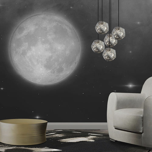 Carta da parati contemporanea - LUNA PIENA - N.O.W. Edizioni - panoramica / aspetto cemento / nera